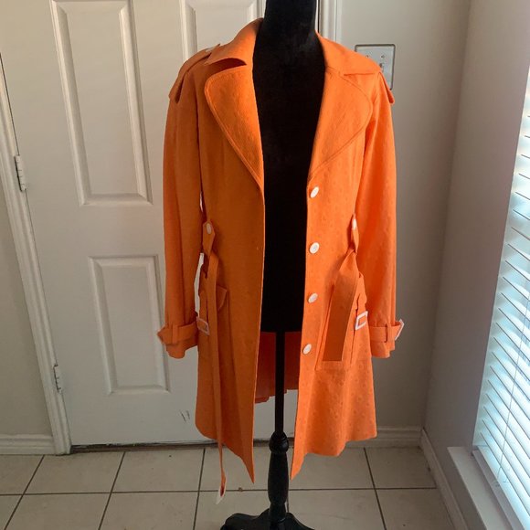 Jackets & Blazers - Orange and White Trench Coat Styled Jacket